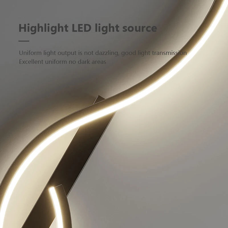 Lámpara de pared LED moderna, minimalista, para dormitorio, mesita de noche, tira larga, para sala de estar, iluminación interior del hogar