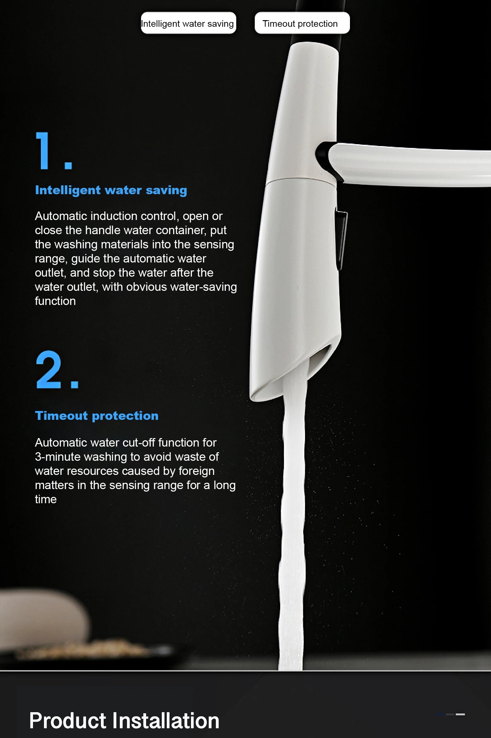 Grifo magnético para fregadero con interruptor táctil, control dual de agua fría y caliente