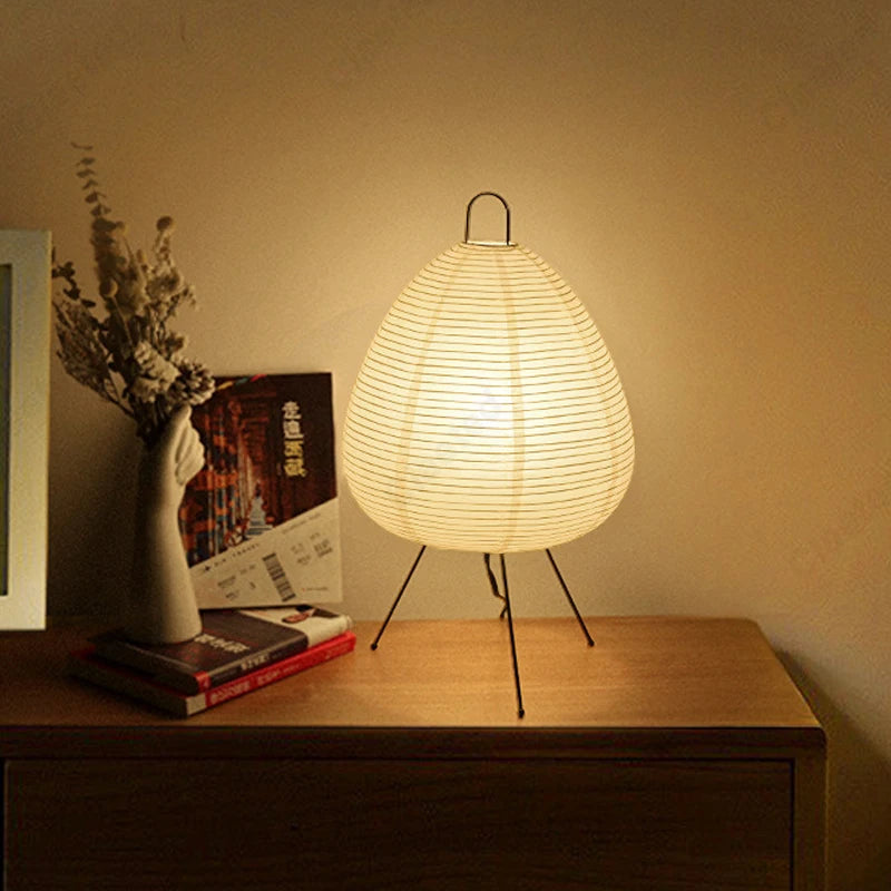 Lámpara de mesa japonesa ovalada de papel