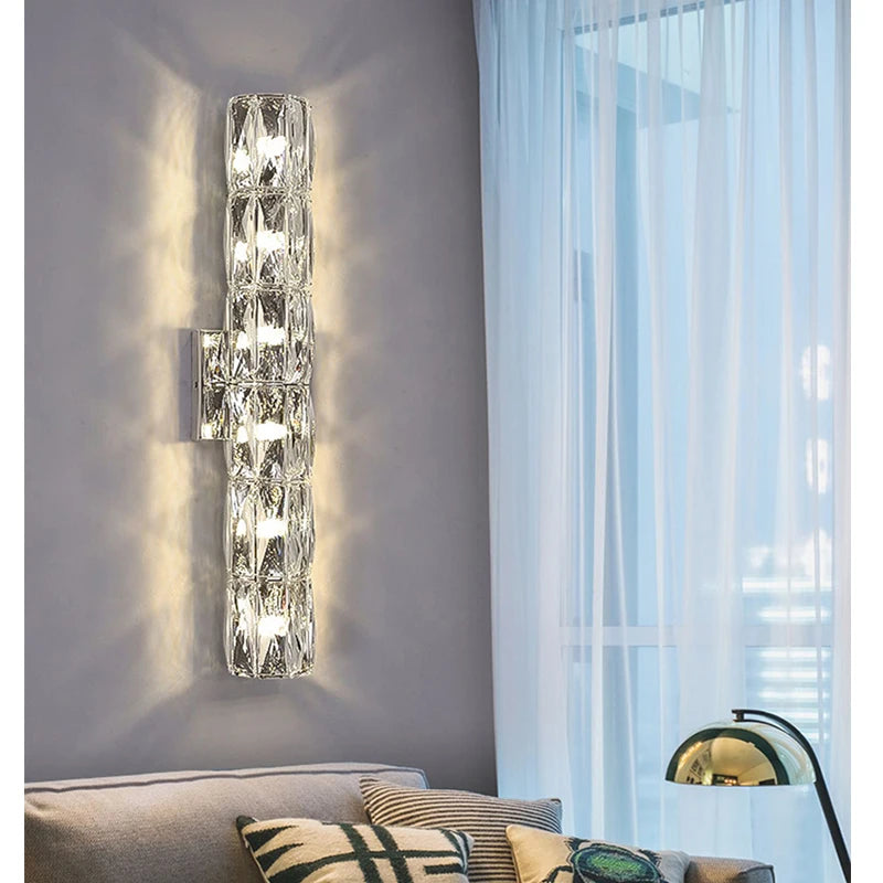 Lámpara de pared moderna de cristal de lujo larga