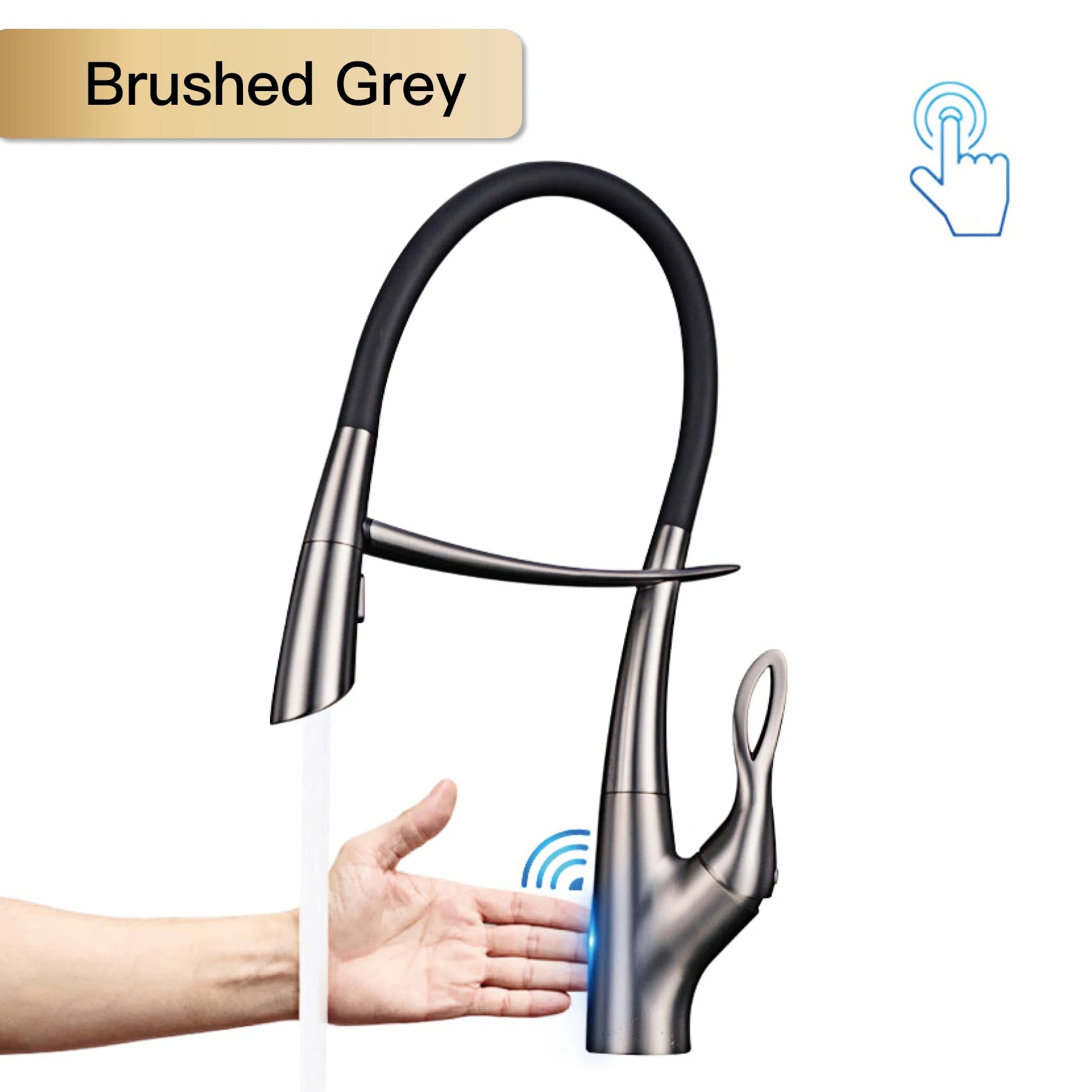 Grifo magnético para fregadero con interruptor táctil, control dual de agua fría y caliente