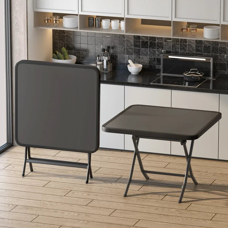 Mesa plegable cuadrada y redonda de vidrio templado para exteriores
