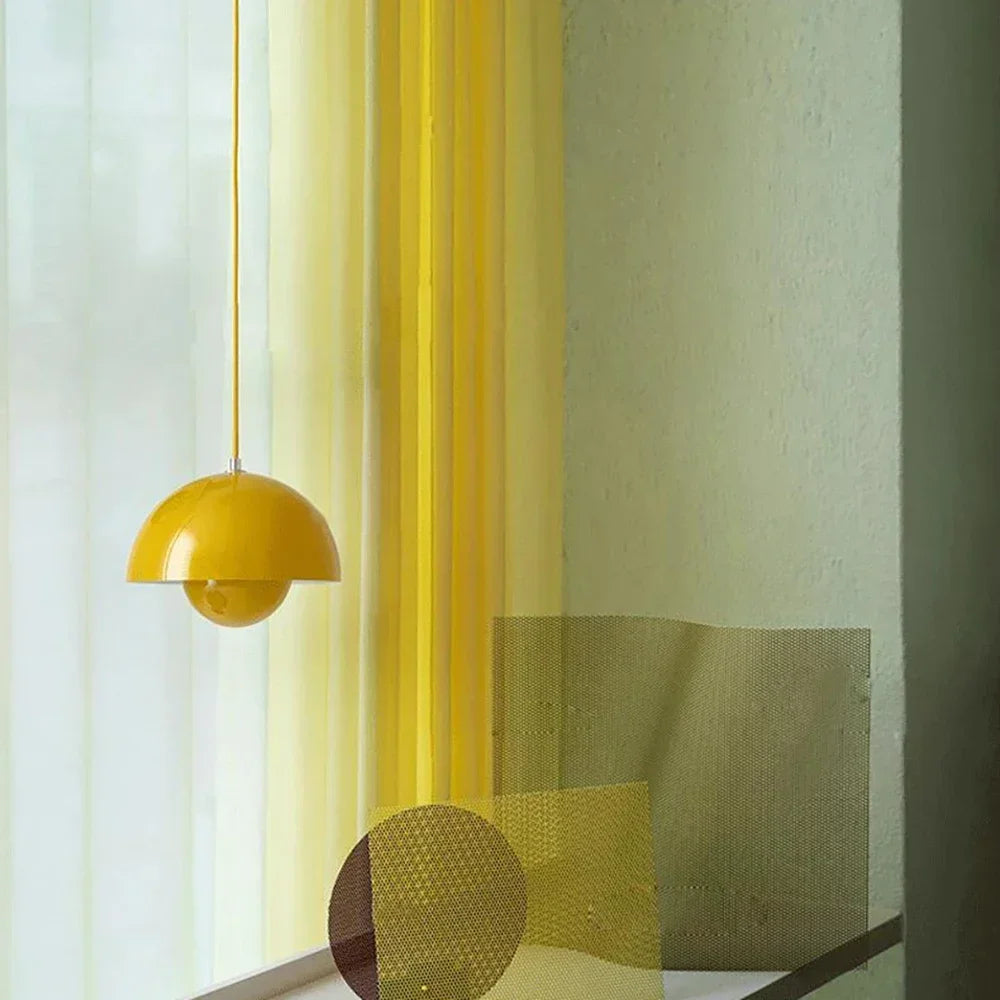 Lámpara colgante semicircular con diseño de flores nórdicas
