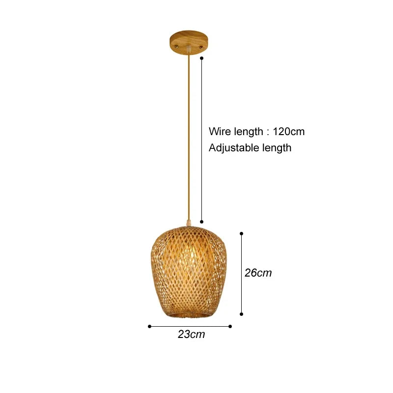 Lámpara colgante de bambú con forma de araña, lámpara colgante de madera para techo.
