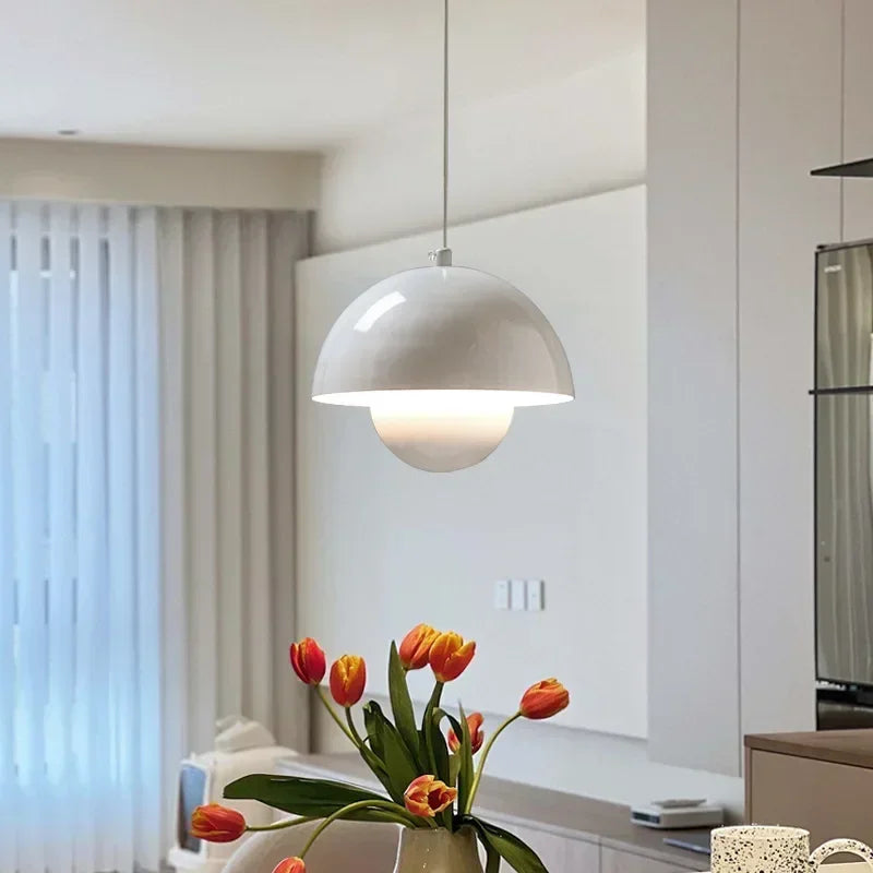 Lámpara colgante semicircular con diseño de flores nórdicas