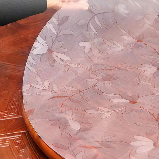 Mantel redondo transparente de PVC impermeable