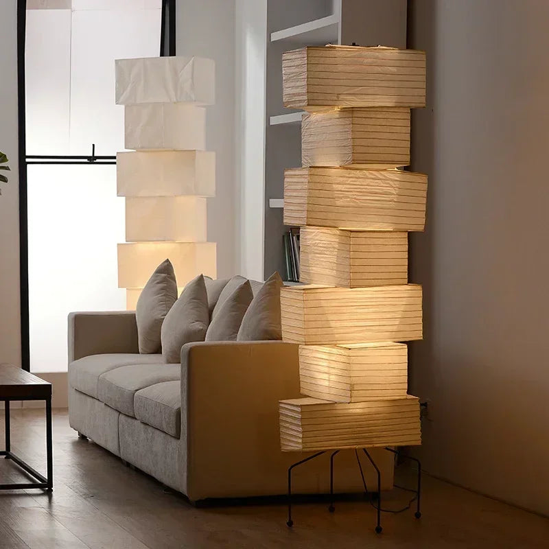 Lámpara de pie de esquina con soporte de papel LED