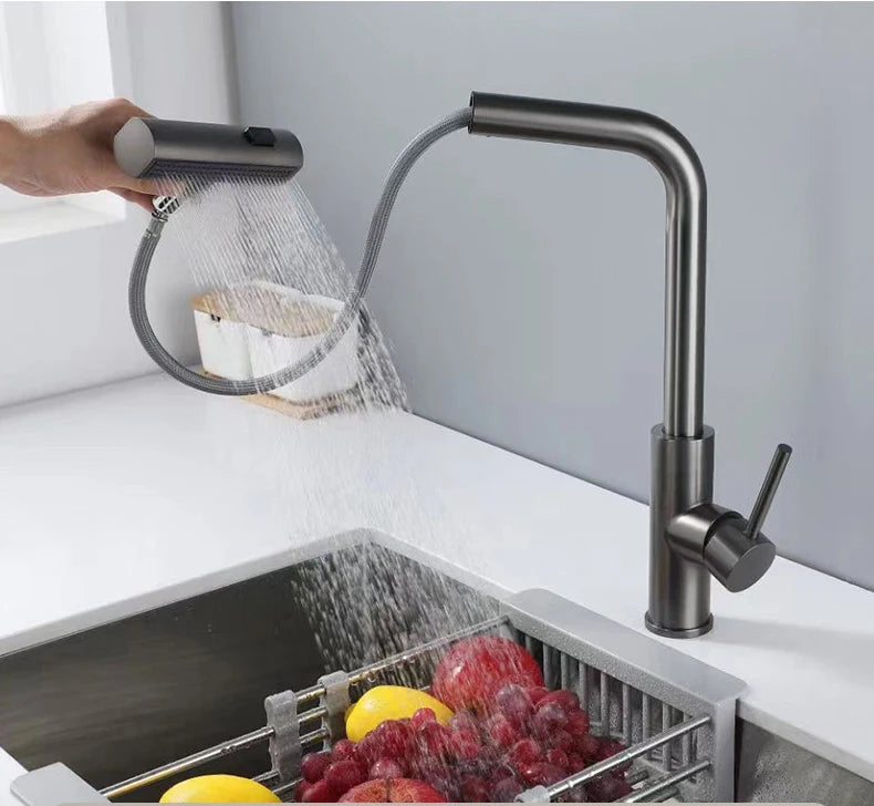 Grifo extraíble para lavabo con sensor de cascada y 3 modos