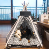 Tienda tipi para mascotas, casa portátil lavable con cojín