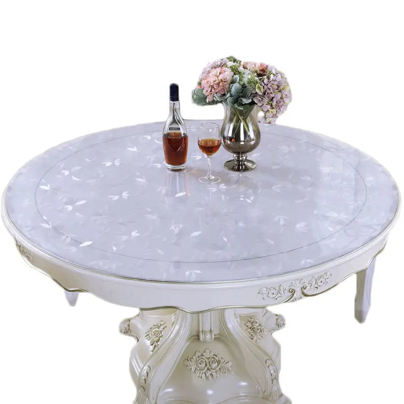 Mantel redondo transparente de PVC impermeable