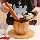 Molinillo de ajo manual de tarro de madera triturador de ajo