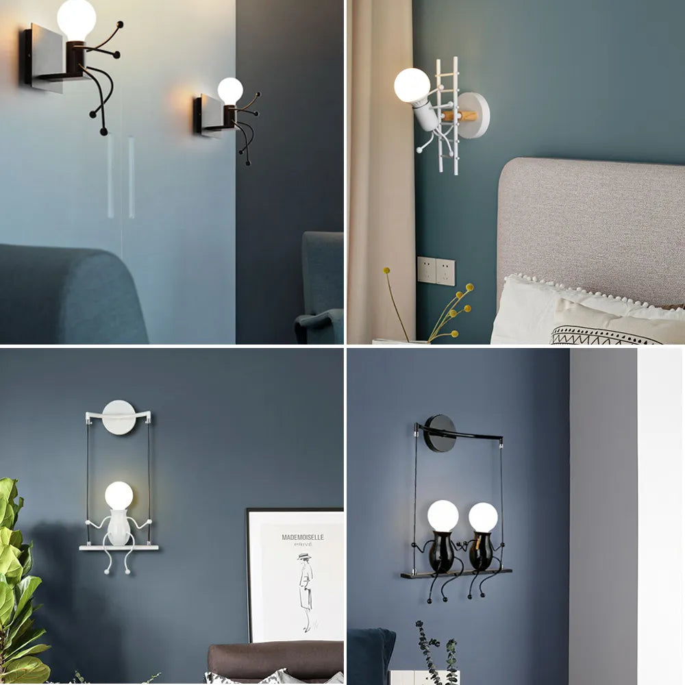Lámpara de pared LED moderna estilo dibujos animados nórdicos