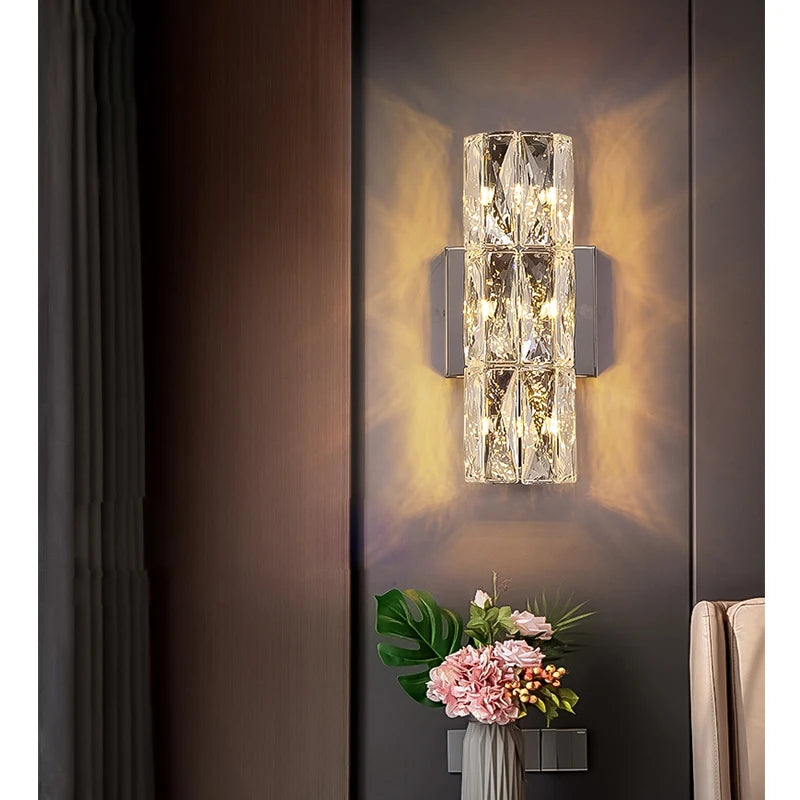 Lámpara de pared moderna de cristal de lujo larga