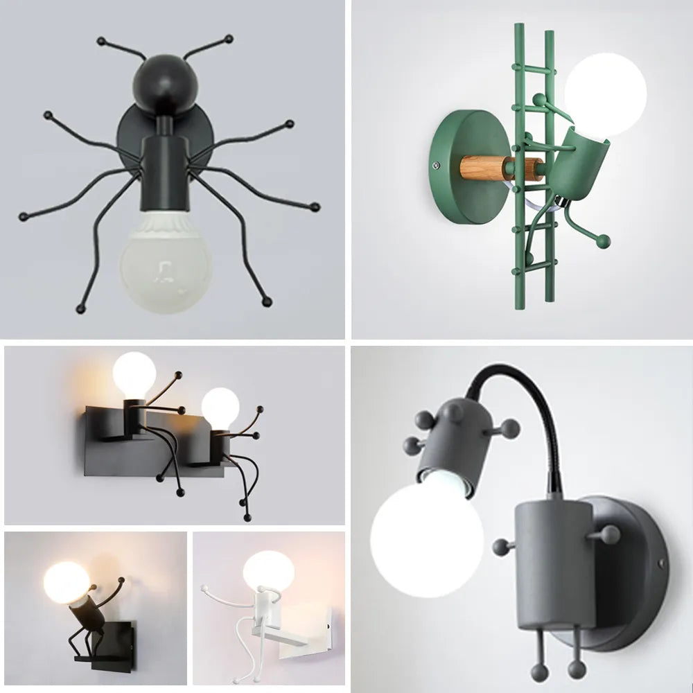 Lámpara de pared LED moderna estilo dibujos animados nórdicos