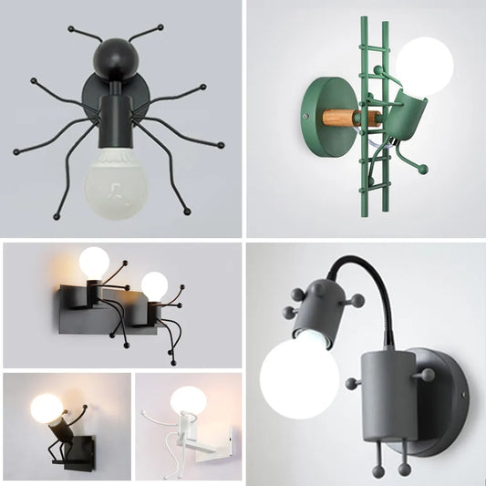 Lámpara de pared LED moderna estilo dibujos animados nórdicos
