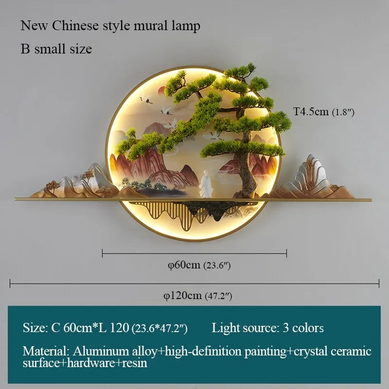 Lámpara de pared LED con imagen mural de paisaje creativo moderno