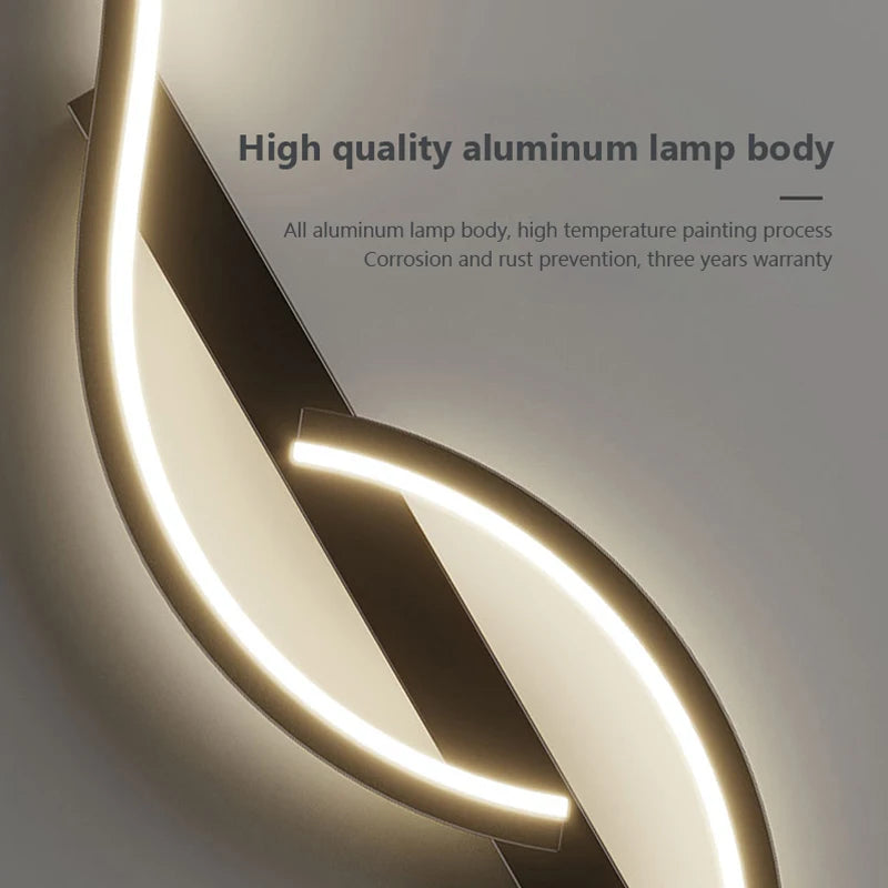 Lámpara de pared LED moderna, minimalista, para dormitorio, mesita de noche, tira larga, para sala de estar, iluminación interior del hogar