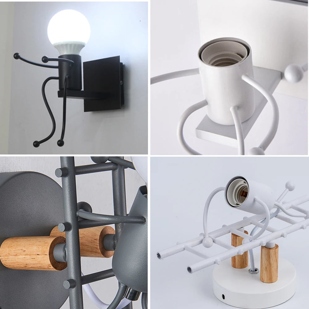 Lámpara de pared LED moderna estilo dibujos animados nórdicos