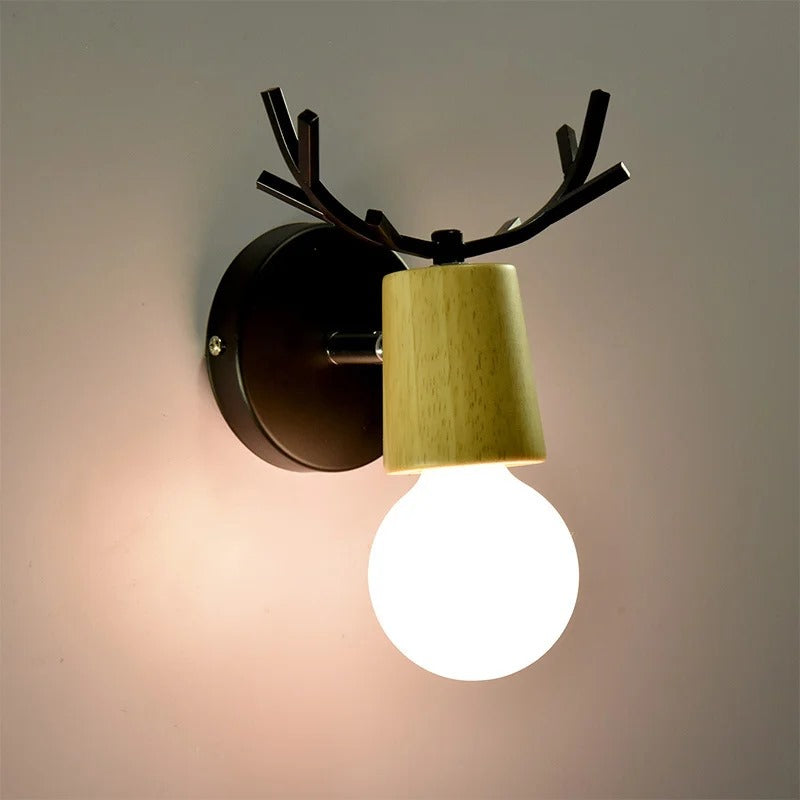 Lámpara de pared minimalista de madera de color sólido sin sombra