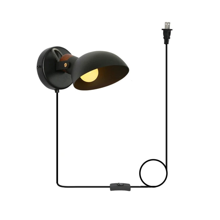 Lámpara de pared enchufable con bombilla LED y interruptor de encendido/apagado