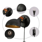 Lámpara de pared enchufable con bombilla LED y interruptor de encendido/apagado