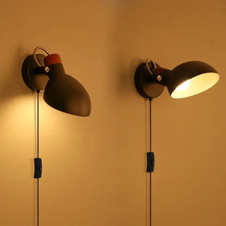 Lámpara de pared enchufable con bombilla LED y interruptor de encendido/apagado