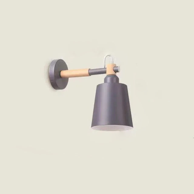 Lámpara de pared de madera minimalista cónica de color sólido