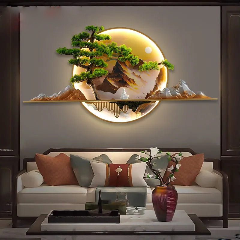 Lámpara de pared LED con imagen mural de paisaje creativo moderno