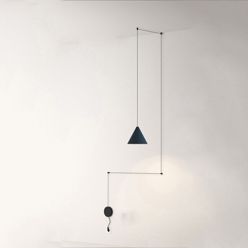 Lámpara colgante moderna con diseño de alambre geométrico largo