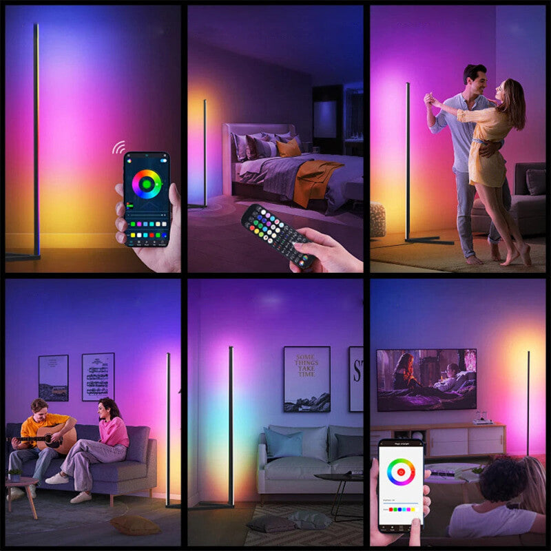 Lámpara de pie de esquina RGB regulable nórdica con aplicación inteligente
