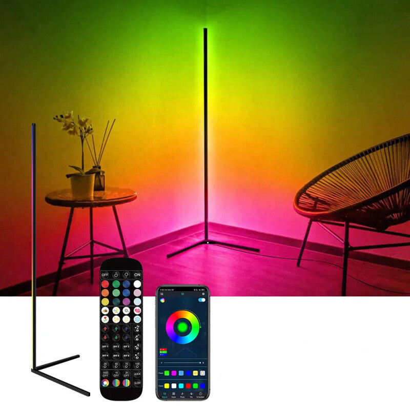 Lámpara de pie de esquina RGB regulable nórdica con aplicación inteligente