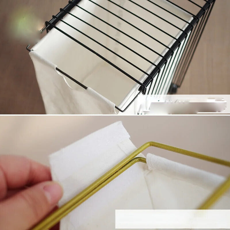 Cesta de almacenamiento simple de hierro nórdico con ruedas