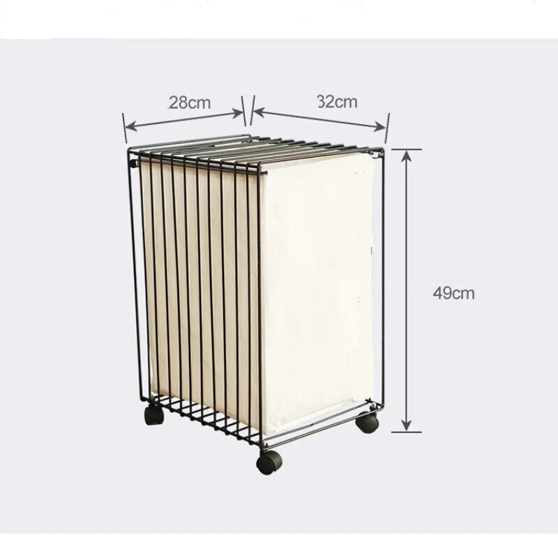 Cesta de almacenamiento simple de hierro nórdico con ruedas