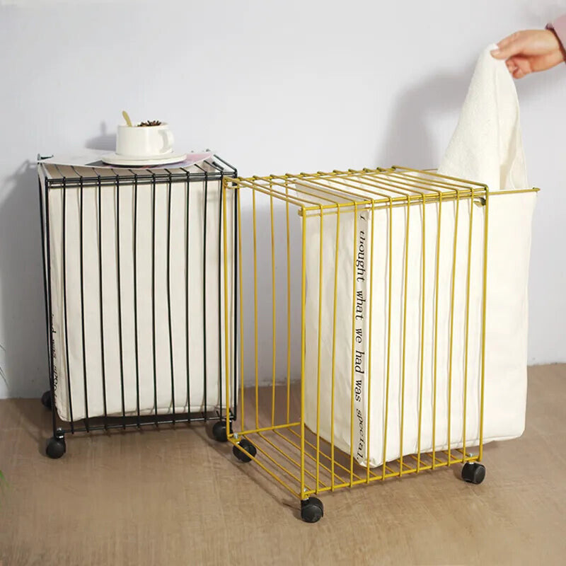Cesta de almacenamiento simple de hierro nórdico con ruedas