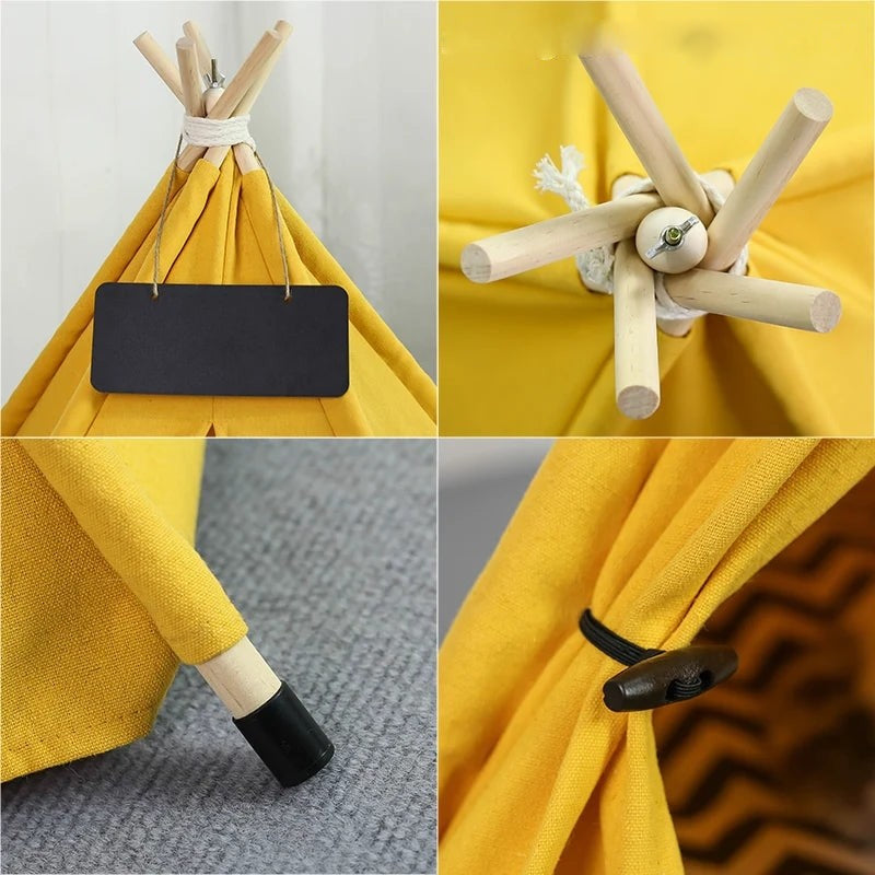 Tienda tipi para mascotas, casa portátil lavable con cojín
