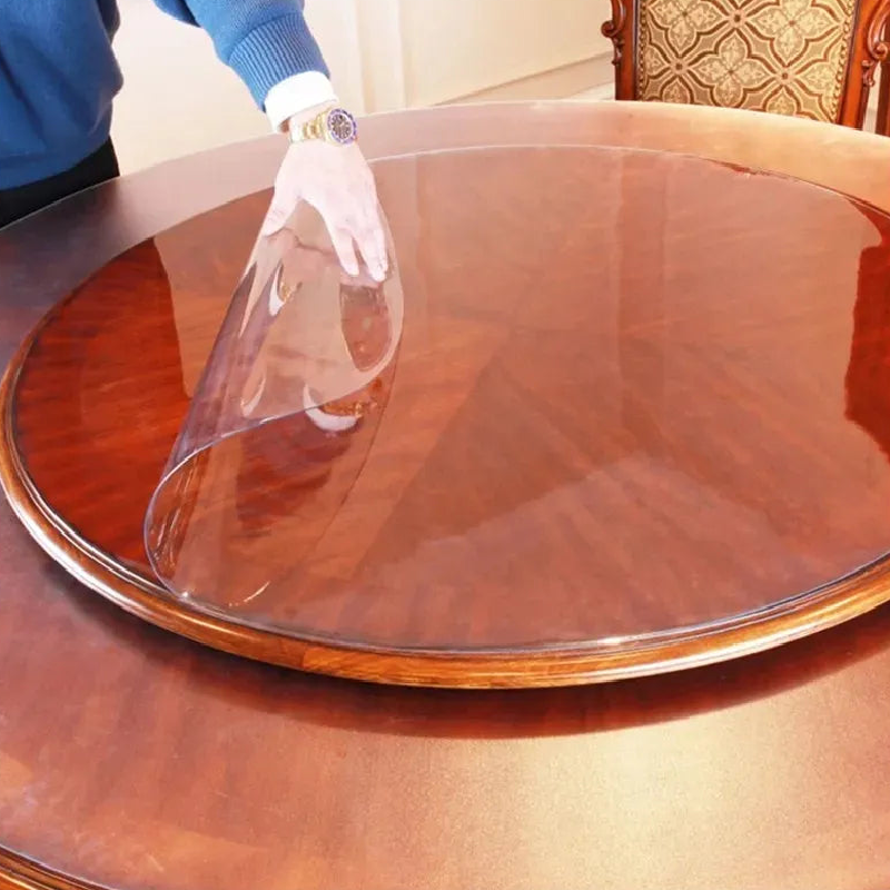 Mantel redondo transparente de PVC impermeable