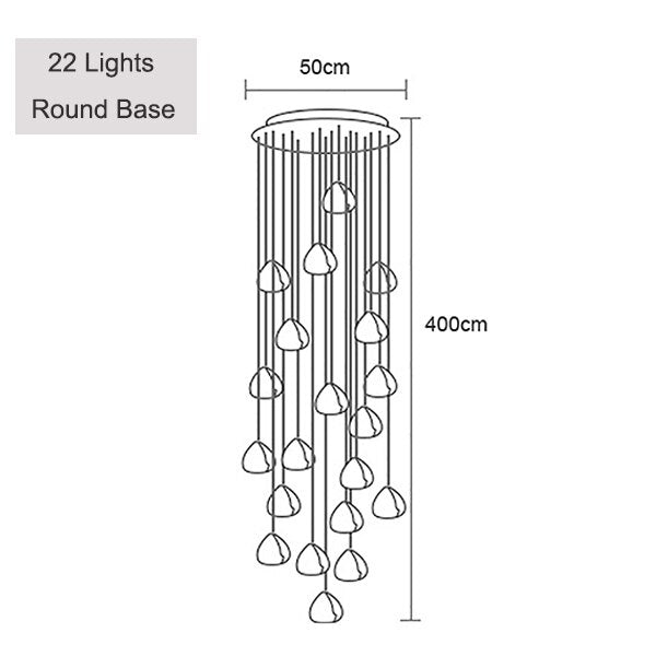 Colgante largo LED de araña de cristal moderno