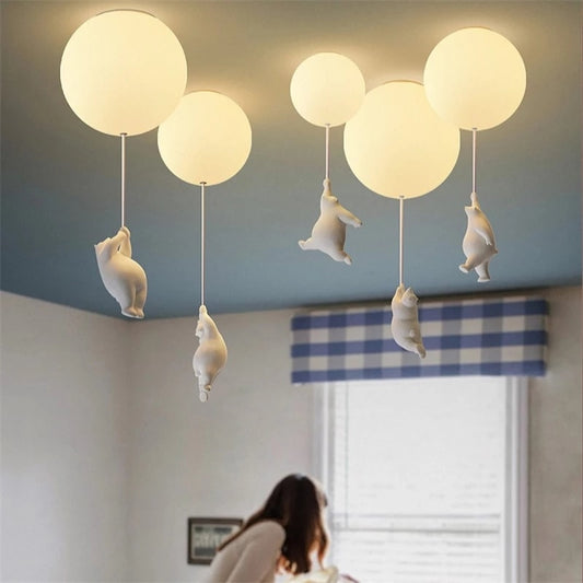 Lámpara de dibujos animados LED con luces de techo de oso moderno