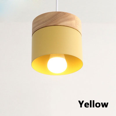 Lámpara colgante moderna de madera de hierro Macaron