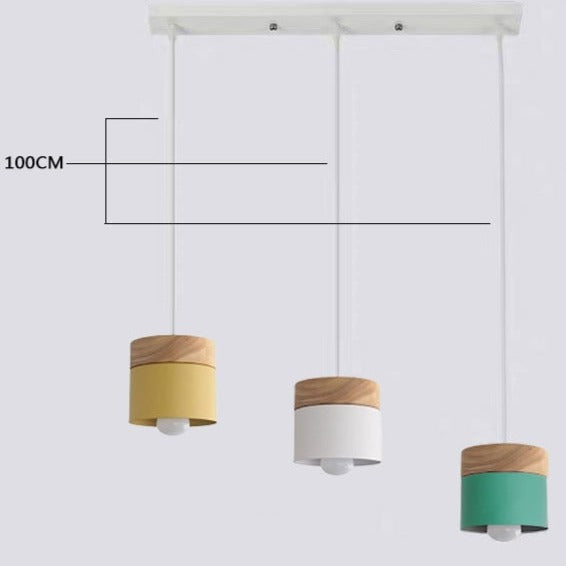 Lámpara colgante moderna de madera de hierro Macaron