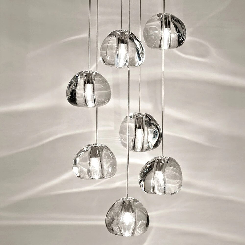 Colgante largo LED de araña de cristal moderno