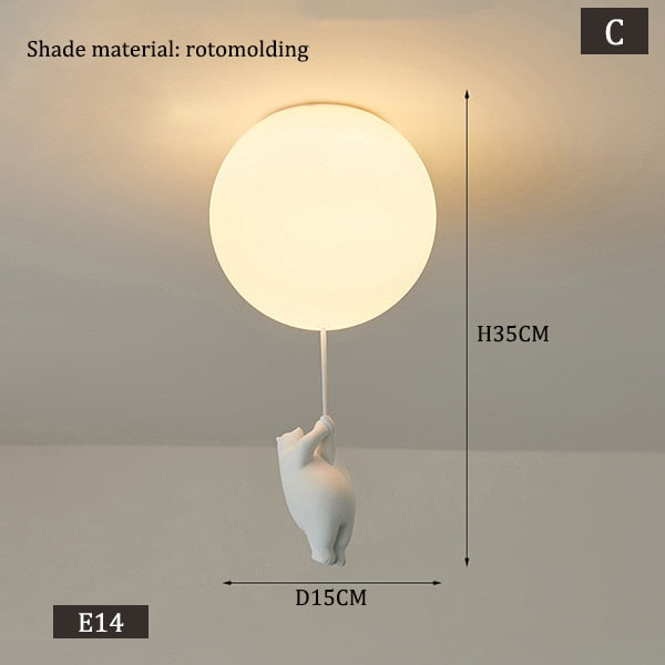 Lámpara de dibujos animados LED con luces de techo de oso moderno