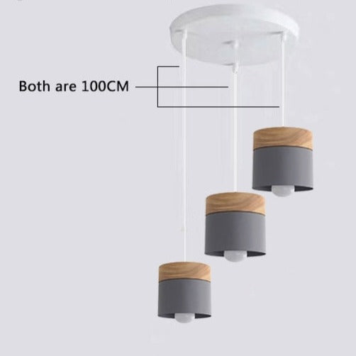 Lámpara colgante moderna de madera de hierro Macaron