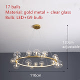Lámpara de araña LED de burbuja de vidrio transparente