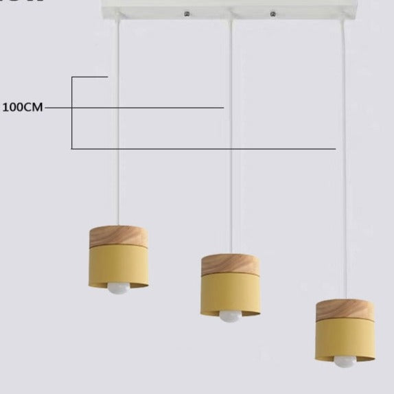 Lámpara colgante moderna de madera de hierro Macaron