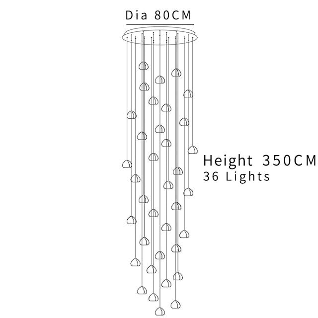 Colgante largo LED de araña de cristal moderno