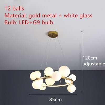 Lámpara de araña LED de burbuja de vidrio transparente
