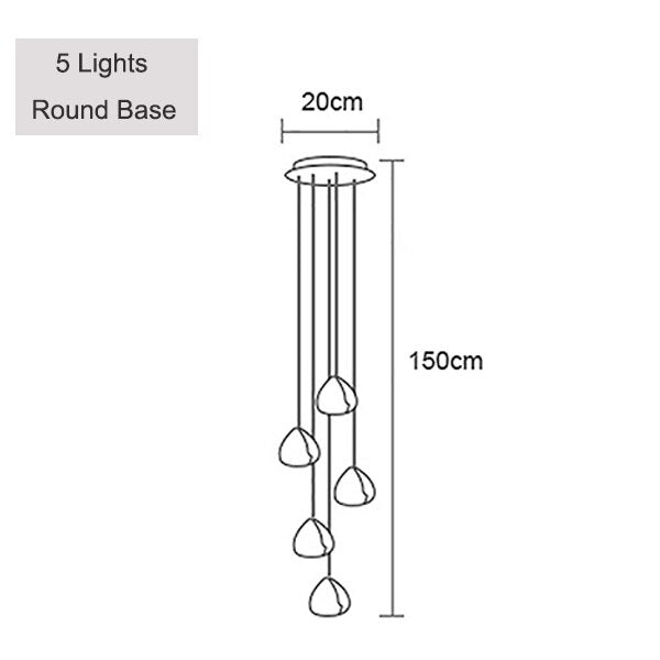 Colgante largo LED de araña de cristal moderno
