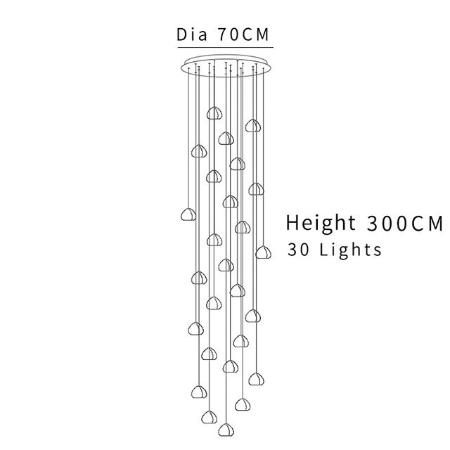 Colgante largo LED de araña de cristal moderno