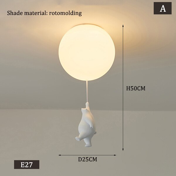 Lámpara de dibujos animados LED con luces de techo de oso moderno